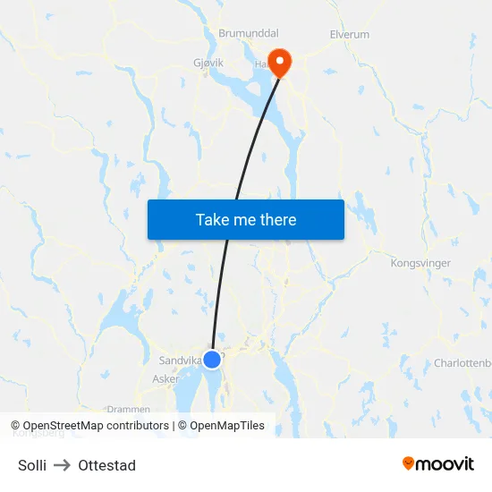 Solli to Ottestad map