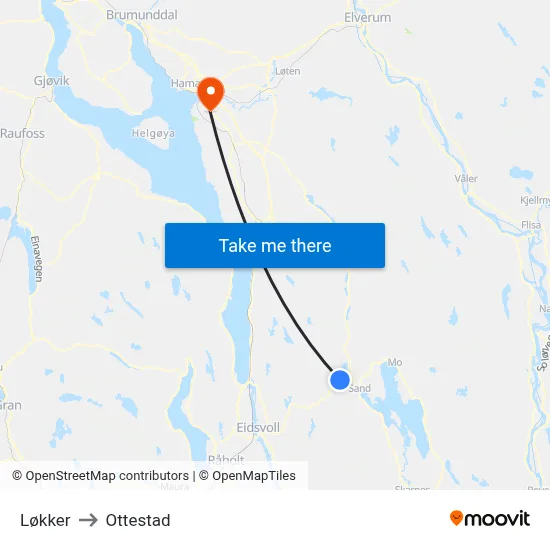 Løkker to Ottestad map