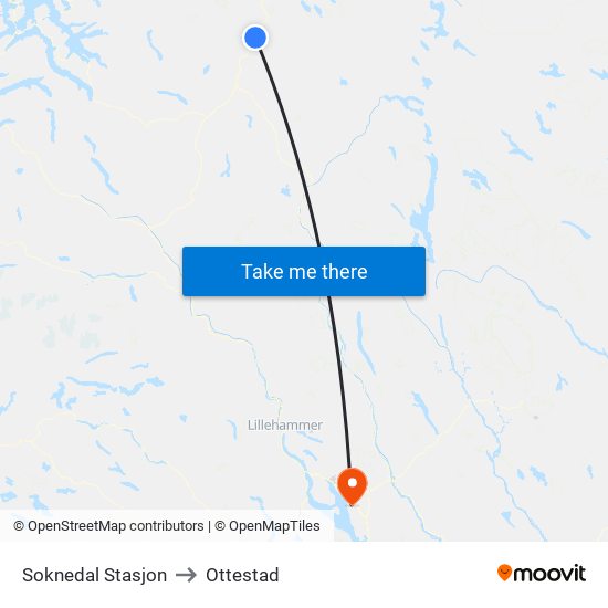 Soknedal Stasjon to Ottestad map