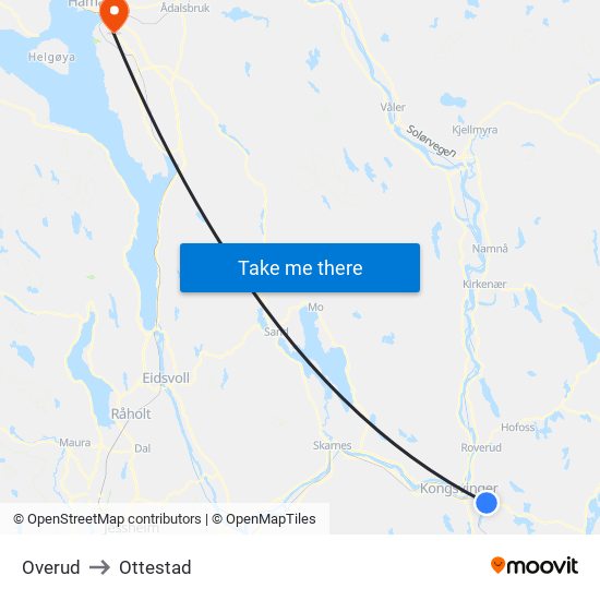 Overud to Ottestad map