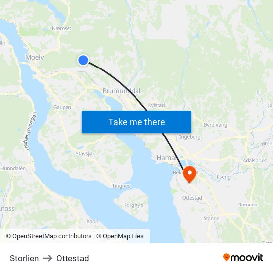 Storlien to Ottestad map