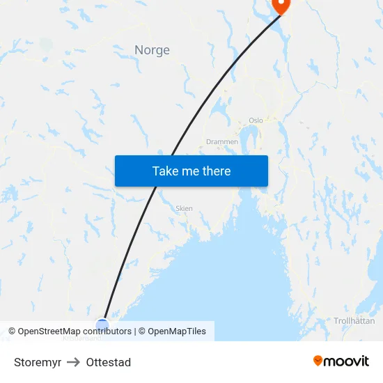 Storemyr to Ottestad map