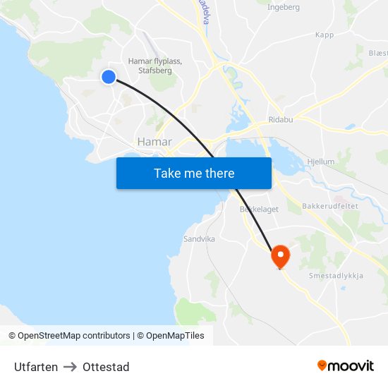 Utfarten to Ottestad map