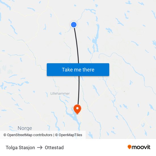 Tolga Stasjon to Ottestad map