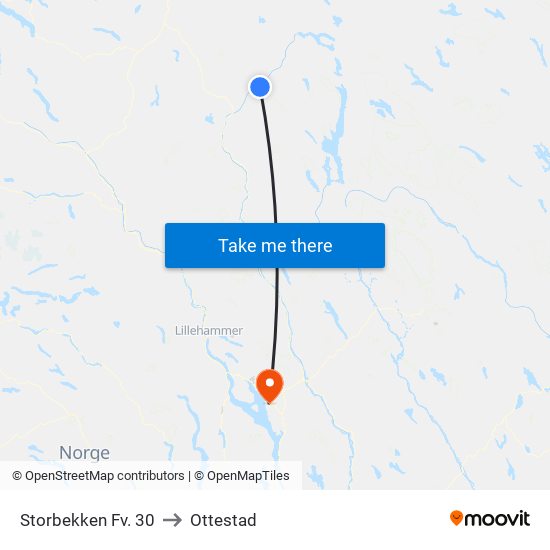 Storbekken Fv. 30 to Ottestad map