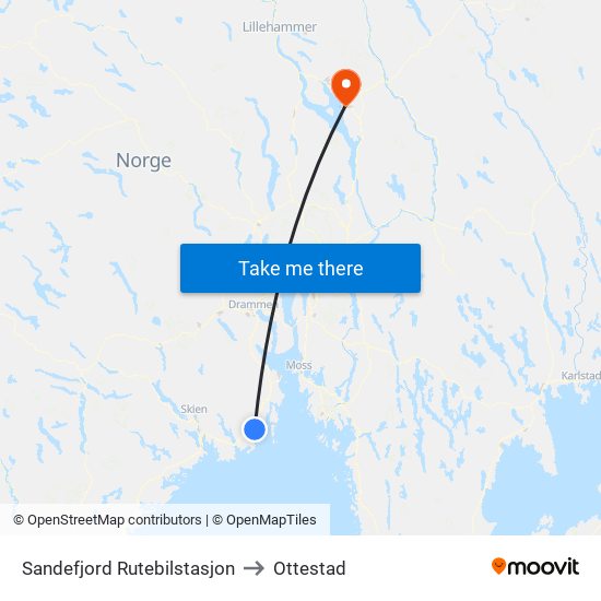 Sandefjord Rutebilstasjon to Ottestad map