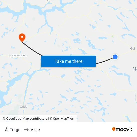 Ål Torget to Vinje map