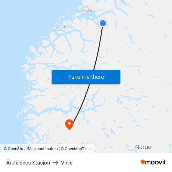 Åndalsnes Stasjon to Vinje map