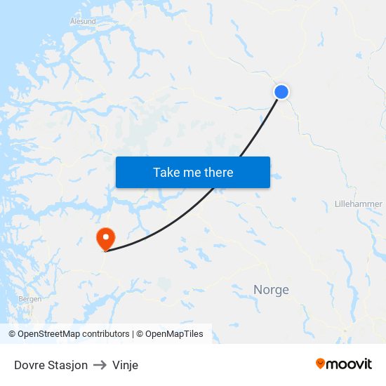 Dovre Stasjon to Vinje map