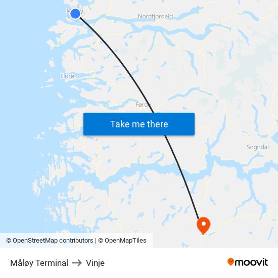 Måløy Terminal to Vinje map