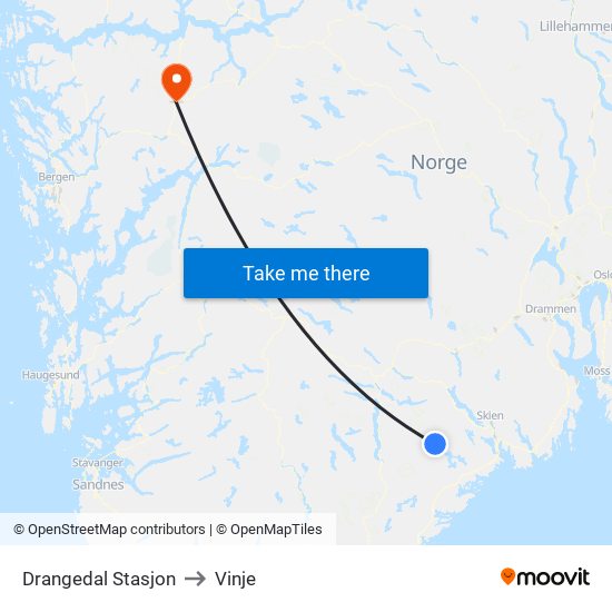 Drangedal Stasjon to Vinje map