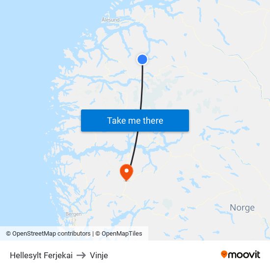 Hellesylt Ferjekai to Vinje map