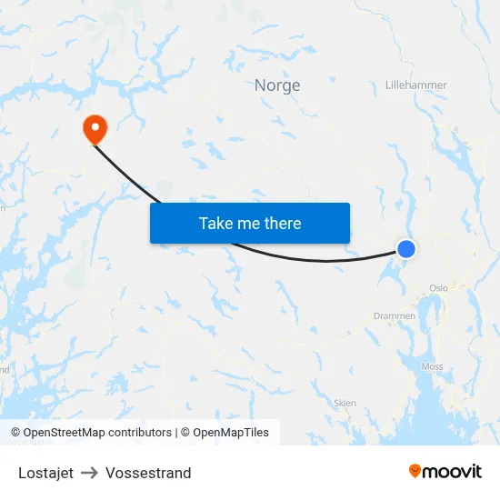 Lostajet to Vossestrand map