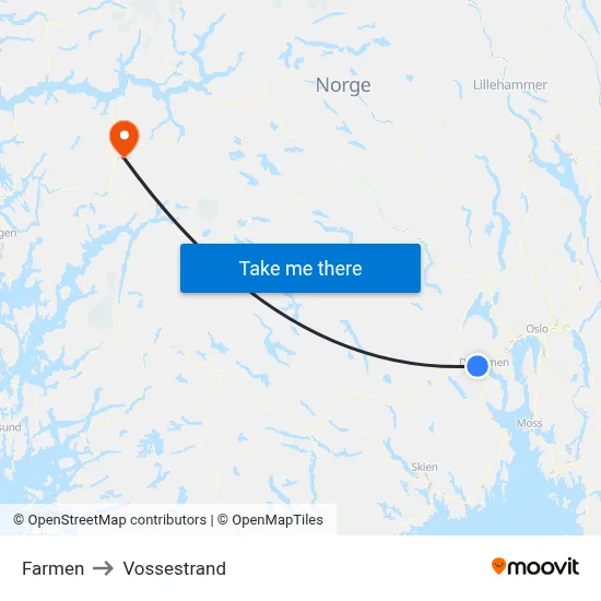 Farmen to Vossestrand map