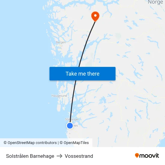Solstrålen Barnehage to Vossestrand map