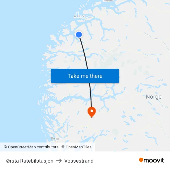 Ørsta Rutebilstasjon to Vossestrand map
