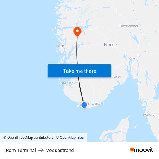 Rom Terminal to Vossestrand map