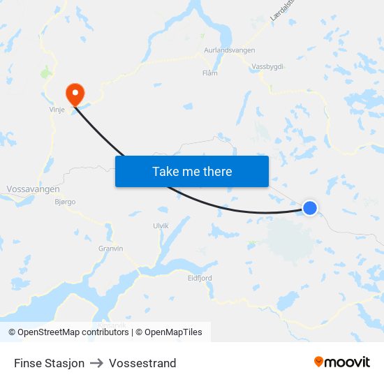 Finse Stasjon to Vossestrand map