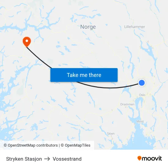 Stryken Stasjon to Vossestrand map