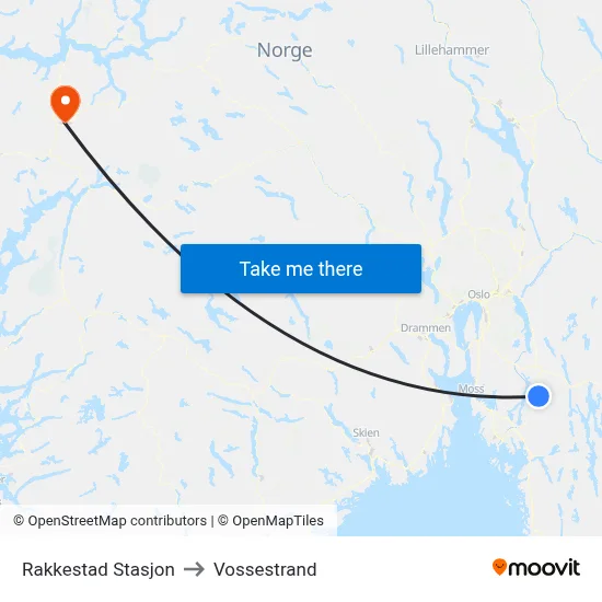 Rakkestad Stasjon to Vossestrand map