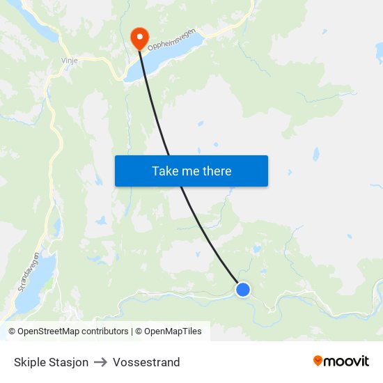 Skiple Stasjon to Vossestrand map