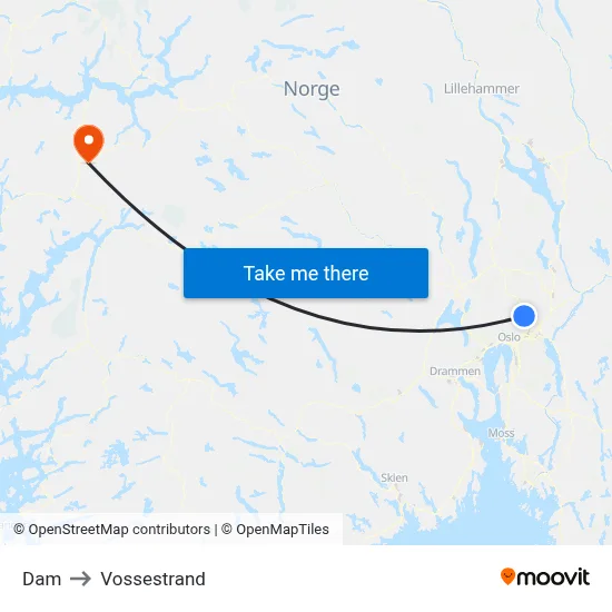 Dam to Vossestrand map