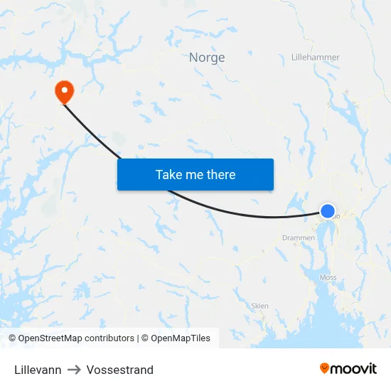 Lillevann to Vossestrand map