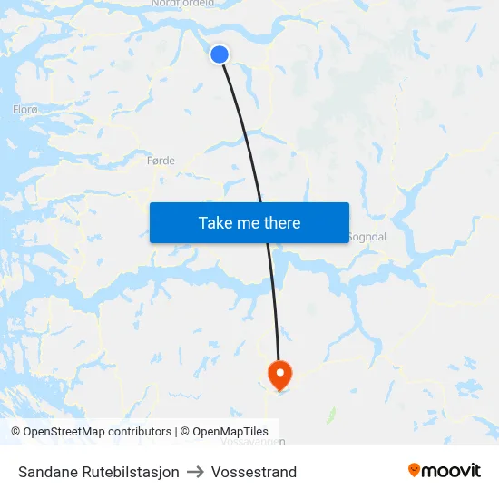 Sandane Rutebilstasjon to Vossestrand map
