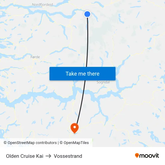 Olden Cruise Kai to Vossestrand map