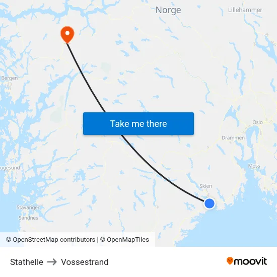 Stathelle to Vossestrand map