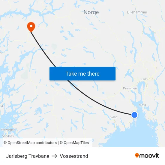 Jarlsberg Travbane to Vossestrand map