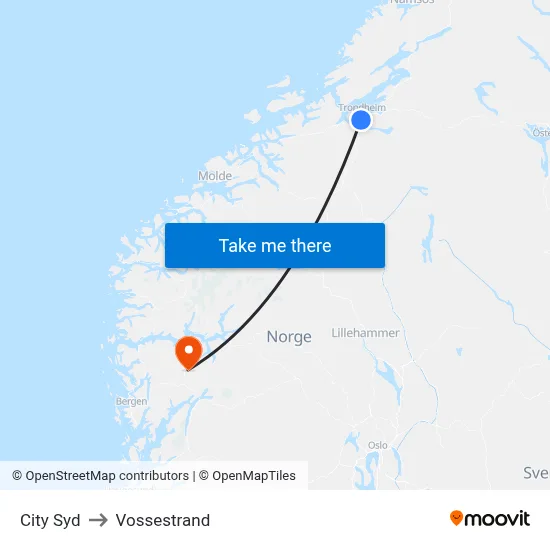 City Syd to Vossestrand map