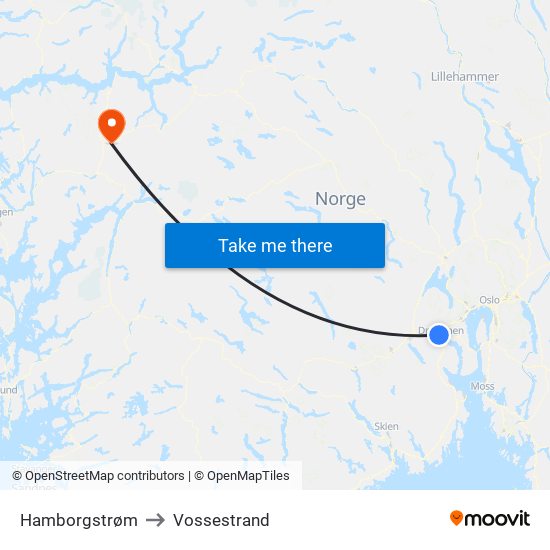 Hamborgstrøm to Vossestrand map