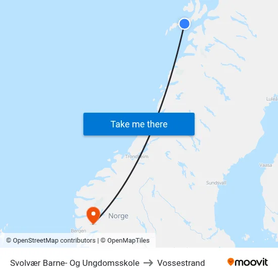 Svolvær Barne- Og Ungdomsskole to Vossestrand map