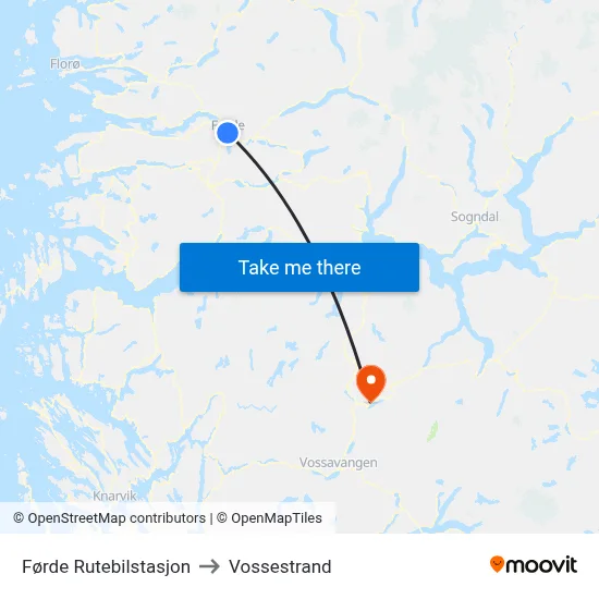 Førde Rutebilstasjon to Vossestrand map