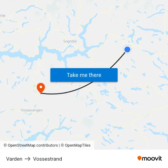 Varden to Vossestrand map