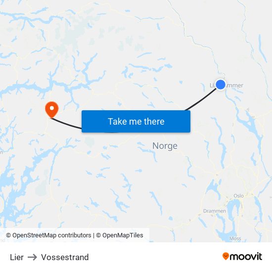 Lier to Vossestrand map