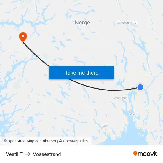 Vestli T to Vossestrand map