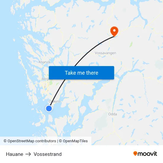 Hauane to Vossestrand map