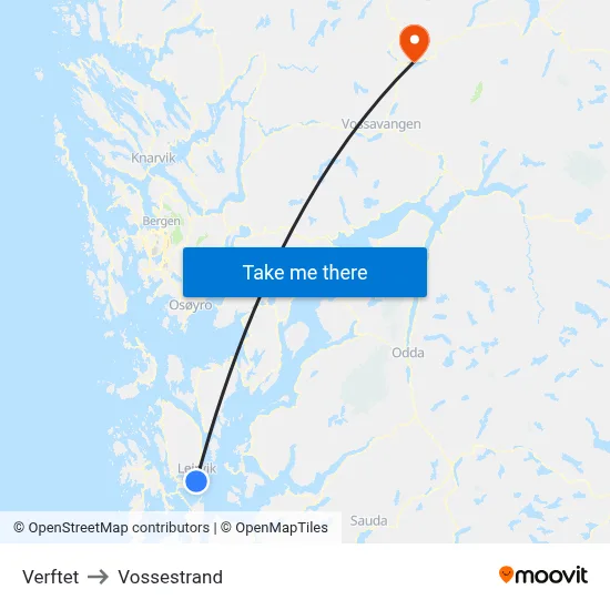 Verftet to Vossestrand map