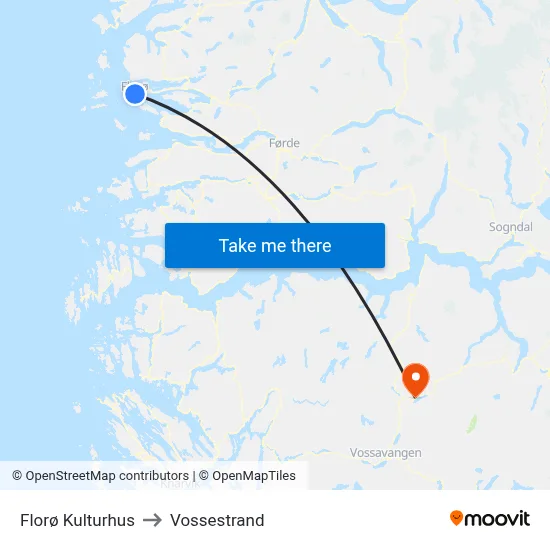 Florø Kulturhus to Vossestrand map