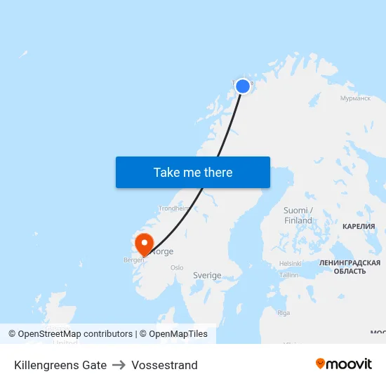 Killengreens Gate to Vossestrand map