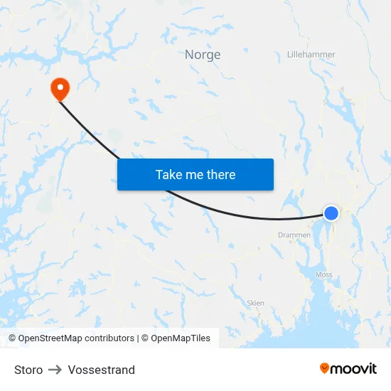 Storo to Vossestrand map