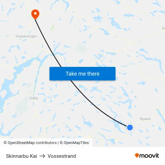 Skinnarbu Kai to Vossestrand map