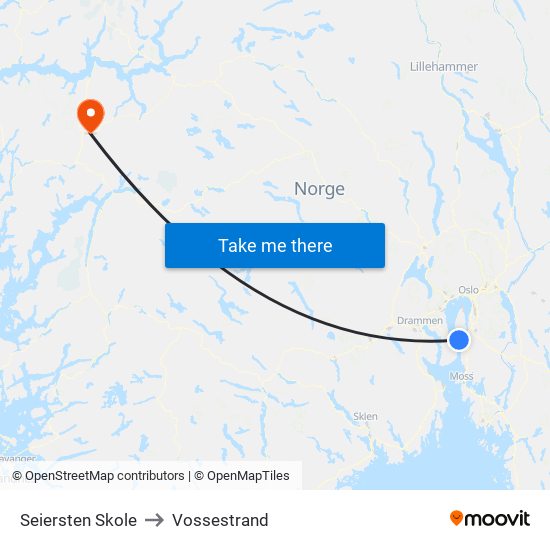 Seiersten Skole to Vossestrand map