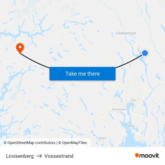 Lovisenberg to Vossestrand map