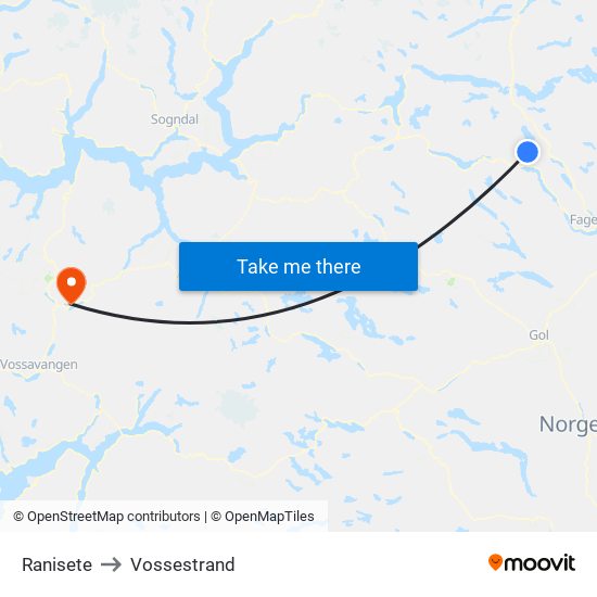 Ranisete to Vossestrand map