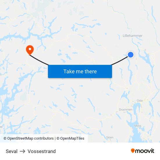 Seval to Vossestrand map