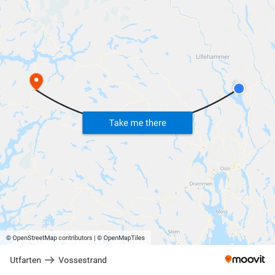 Utfarten to Vossestrand map