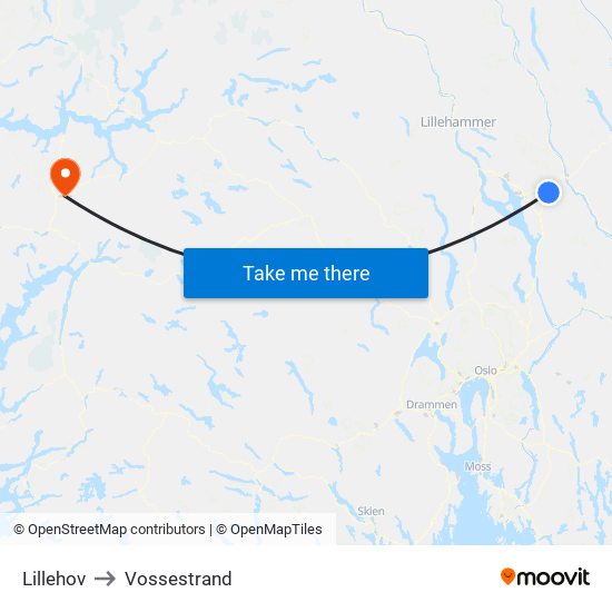 Lillehov to Vossestrand map